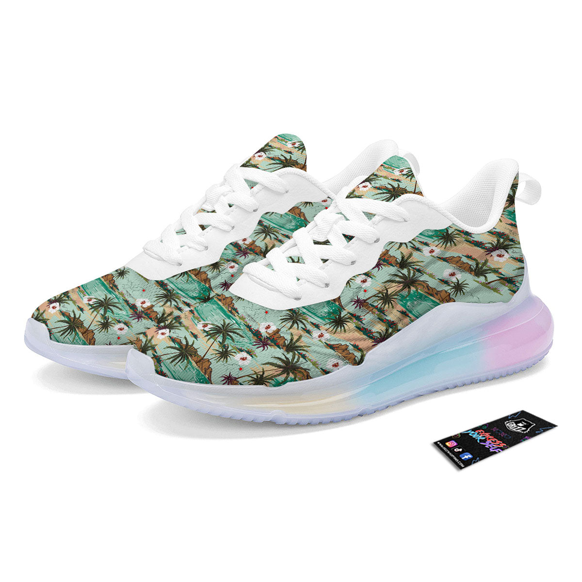 Plam Tree Beach Summer Print Pattern Running Sneakers-grizzshop