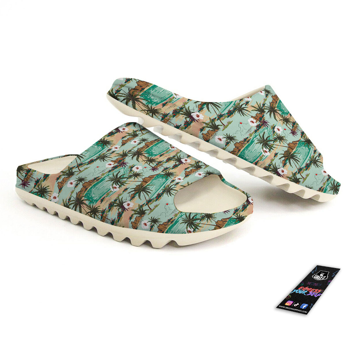 Plam Tree Beach Summer Print Pattern Sandals-grizzshop