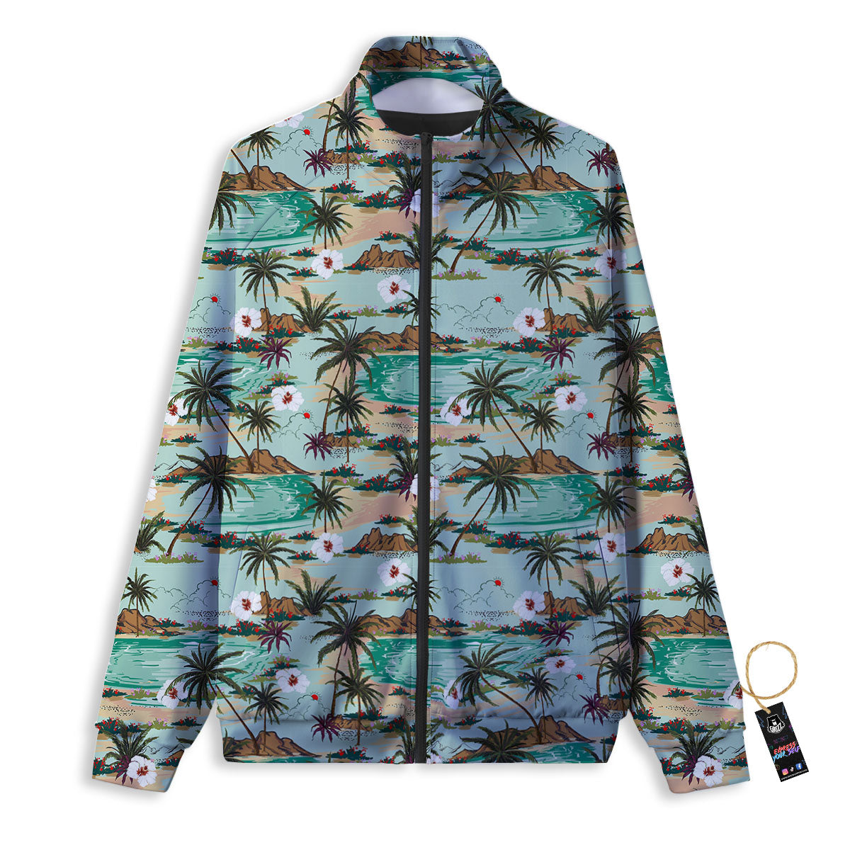 Plam Tree Beach Summer Print Pattern Track Jacket-grizzshop
