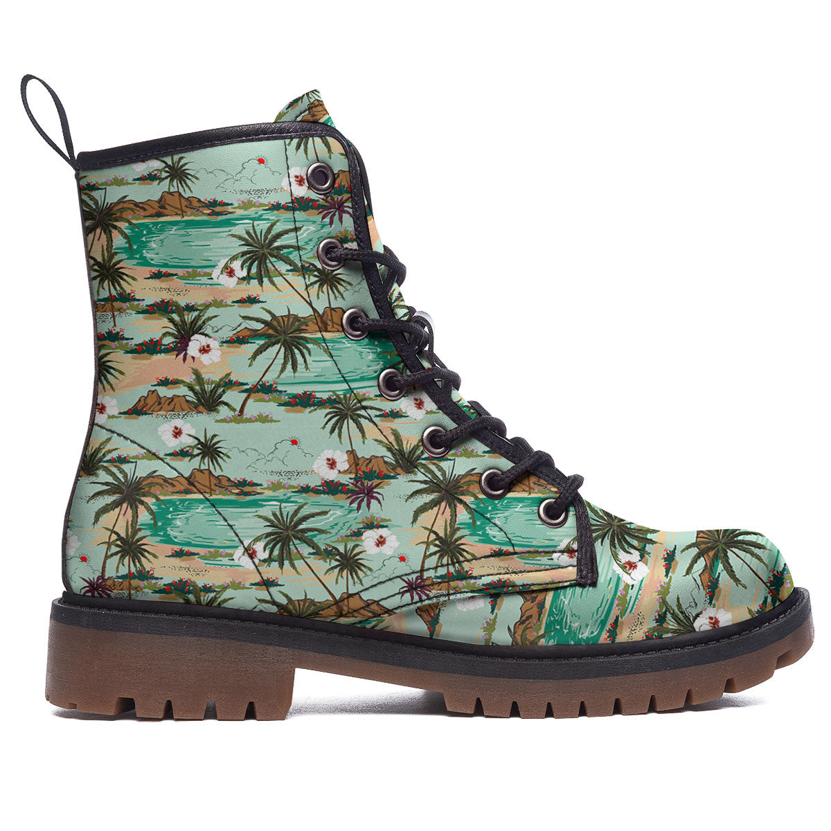 Plam Tree Beach Summer Print Pattern Work Boots-grizzshop