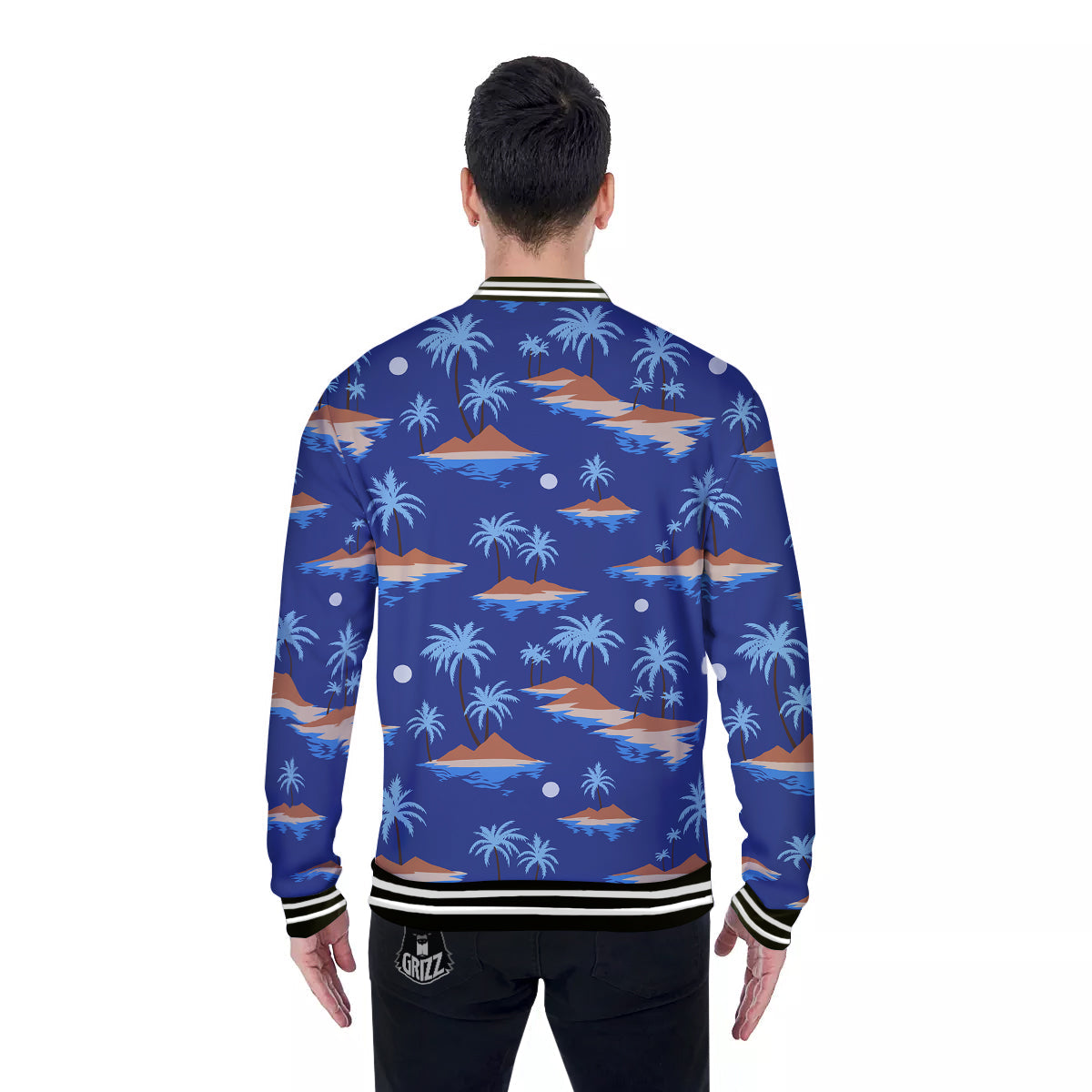 Plam Tree Beach Vintage Print Pattern Baseball Jacket-grizzshop