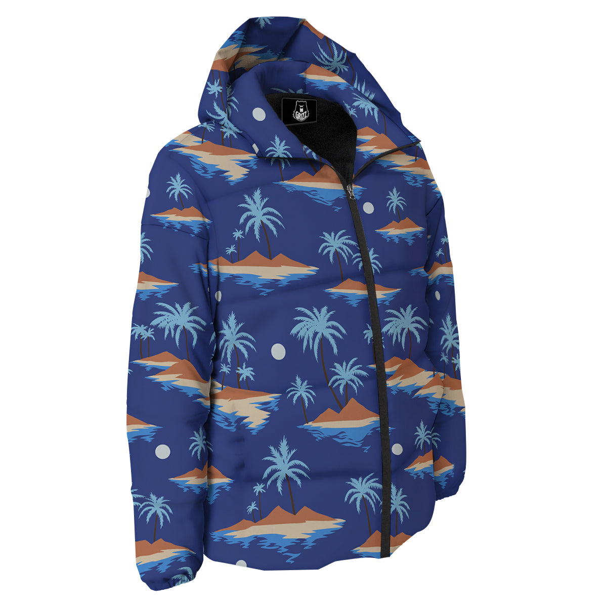 Plam Tree Beach Vintage Print Pattern Down Jacket-grizzshop