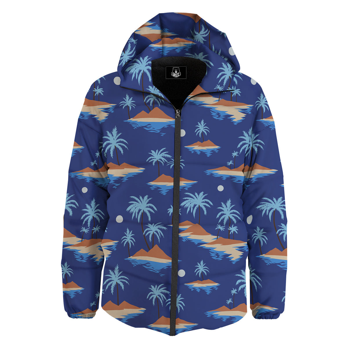 Plam Tree Beach Vintage Print Pattern Down Jacket-grizzshop