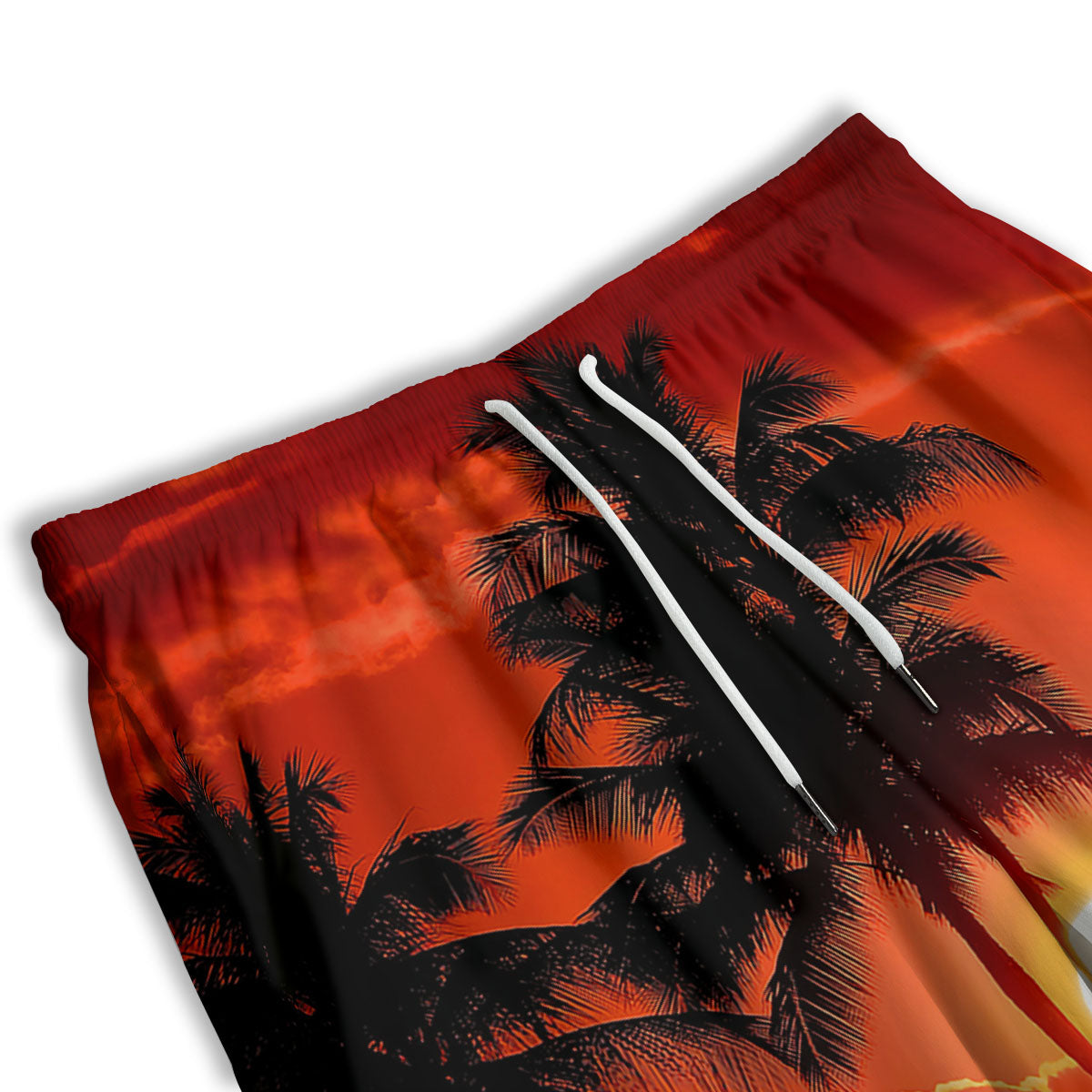 Plam Tree Sunset Tropical Print Men's Athletic Shorts