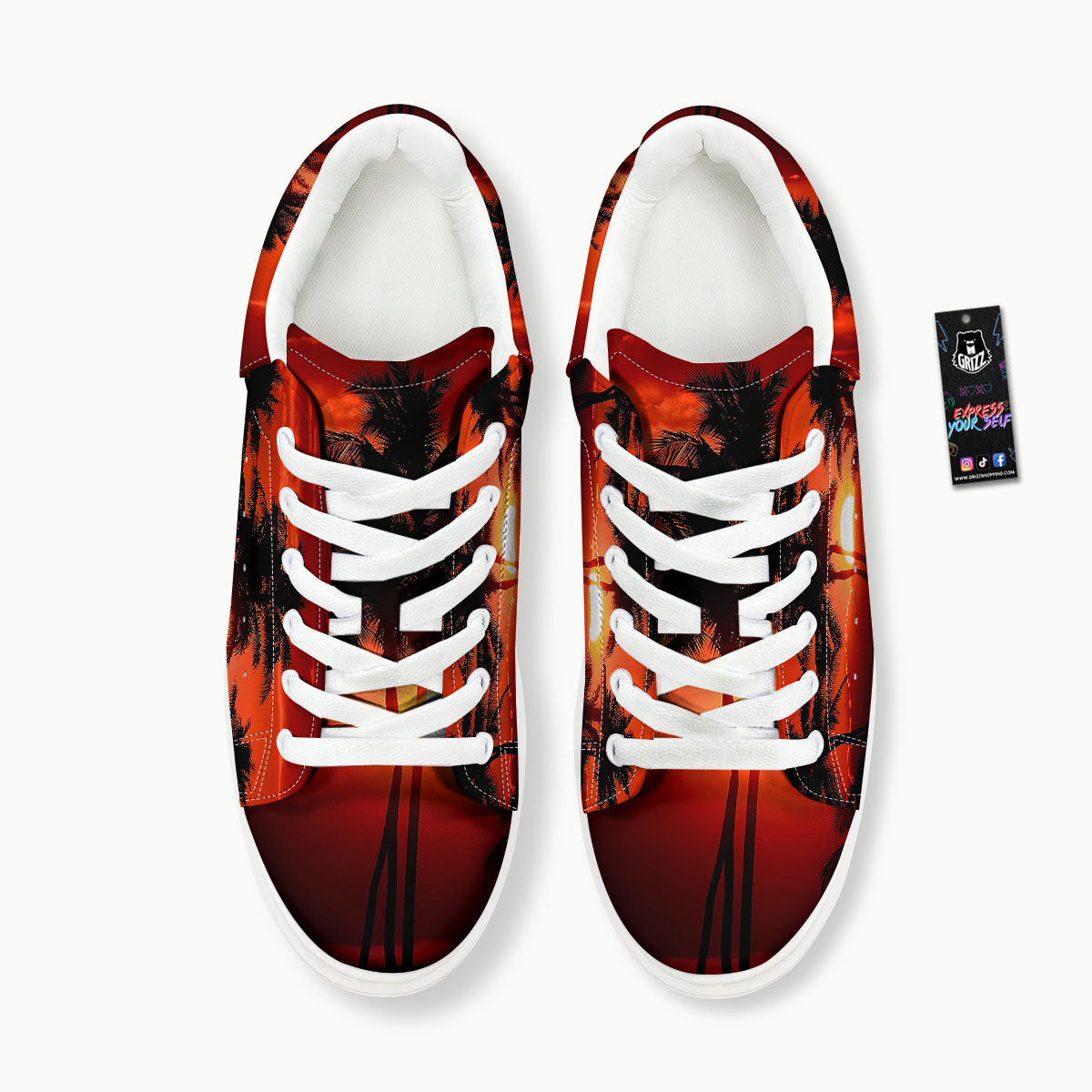 Plam Tree Sunset Tropical Print Platform Shoes-grizzshop
