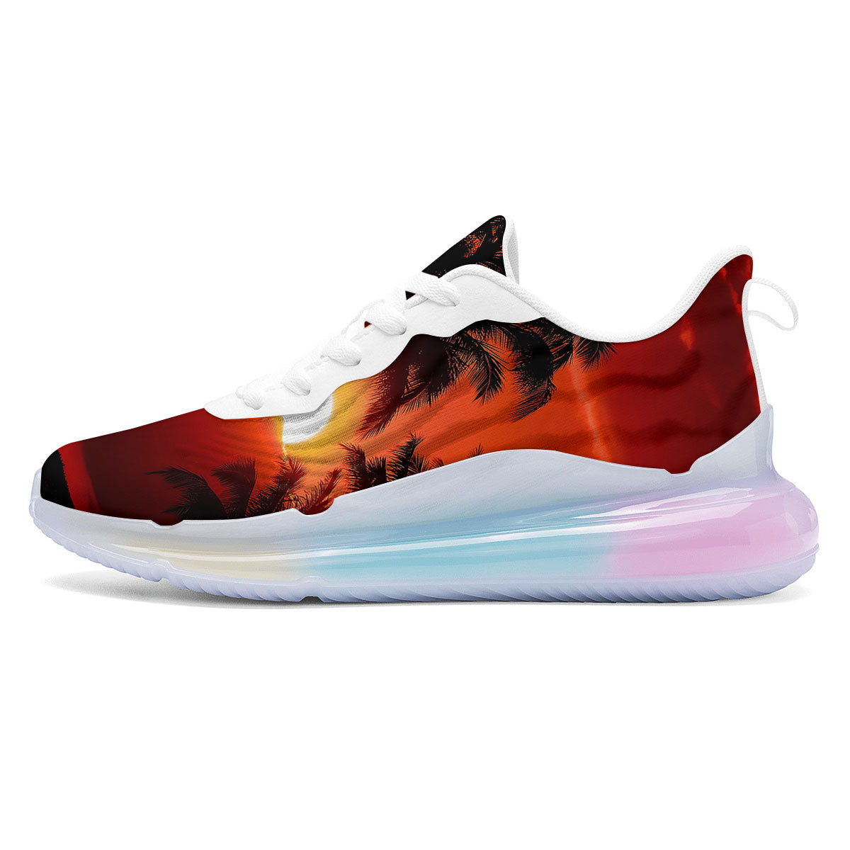 Plam Tree Sunset Tropical Print Running Sneakers-grizzshop