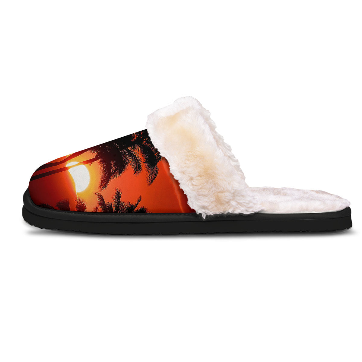 Plam Tree Sunset Tropical Print Slippers-grizzshop