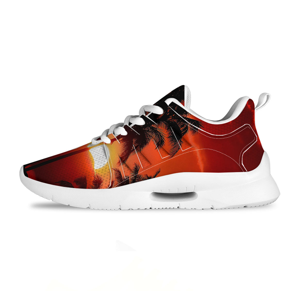 Plam Tree Sunset Tropical Print Tennis Shoes-grizzshop