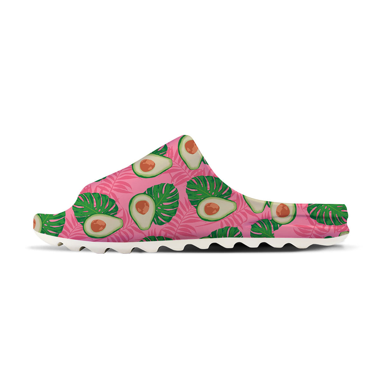 Plam Leaf And Avocado Pink Print Pattern Sandals-grizzshop