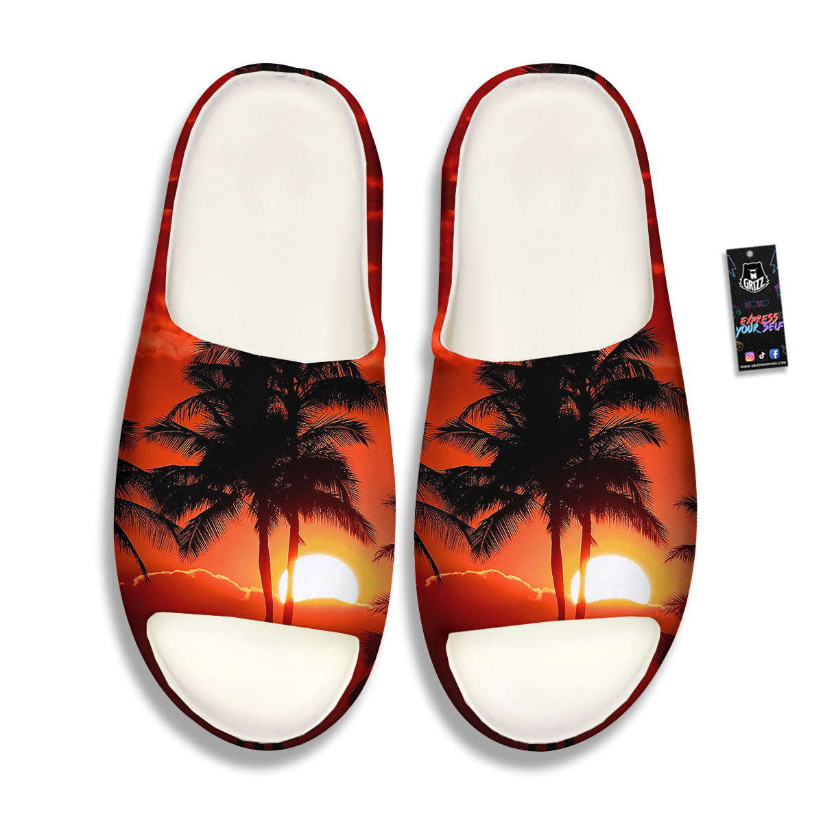 Plam Tree Sunset Tropical Print Sandals-grizzshop