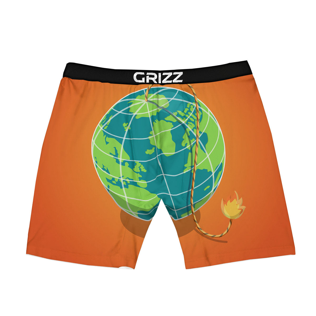 Planet Earth With Burning Fuse Orange Print Boxer Briefs-grizzshop