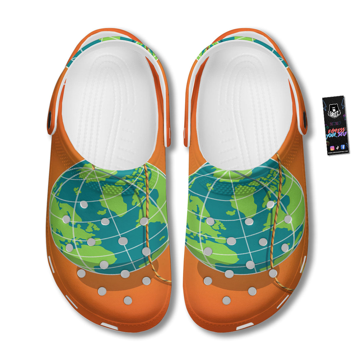 Planet Earth With Burning Fuse Orange Print Clog-grizzshop