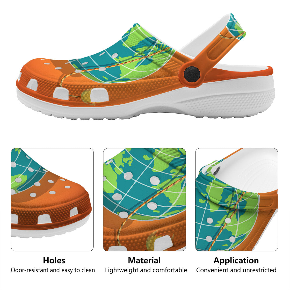 Planet Earth With Burning Fuse Orange Print Clog-grizzshop
