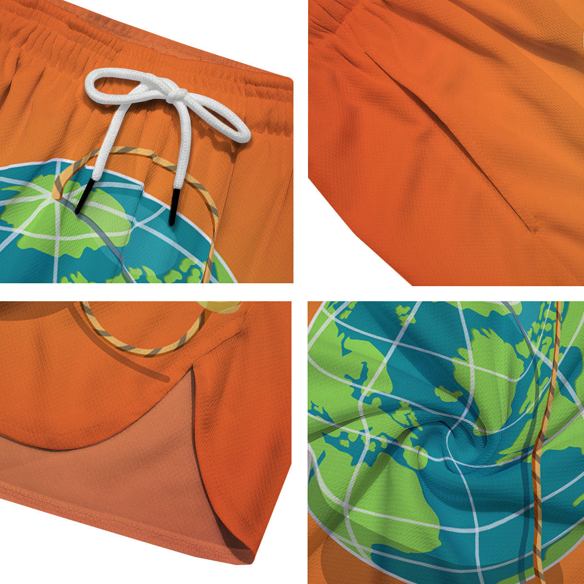 Planet Earth With Burning Fuse Orange Print Men's Running Shorts-grizzshop