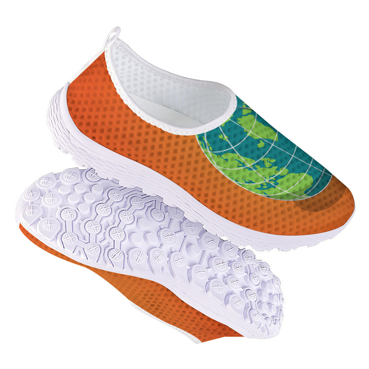Planet Earth With Burning Fuse Orange Print Nurse Shoes-grizzshop
