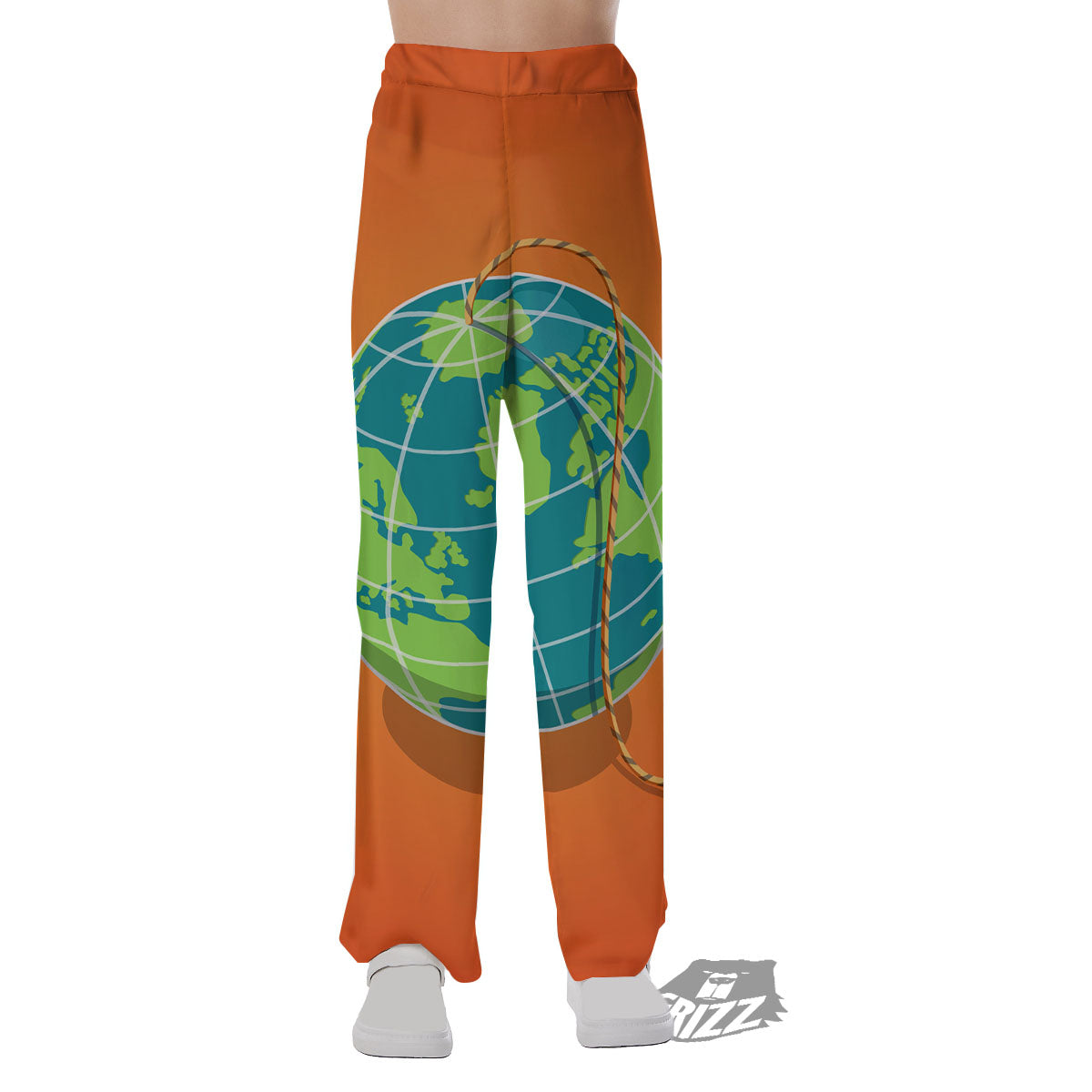 Planet Earth With Burning Fuse Orange Print Pajama Pants-grizzshop