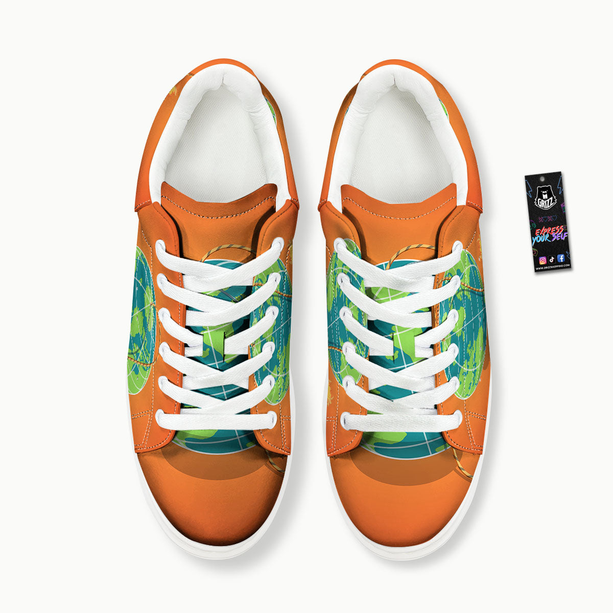Planet Earth With Burning Fuse Orange Print Platform Shoes-grizzshop