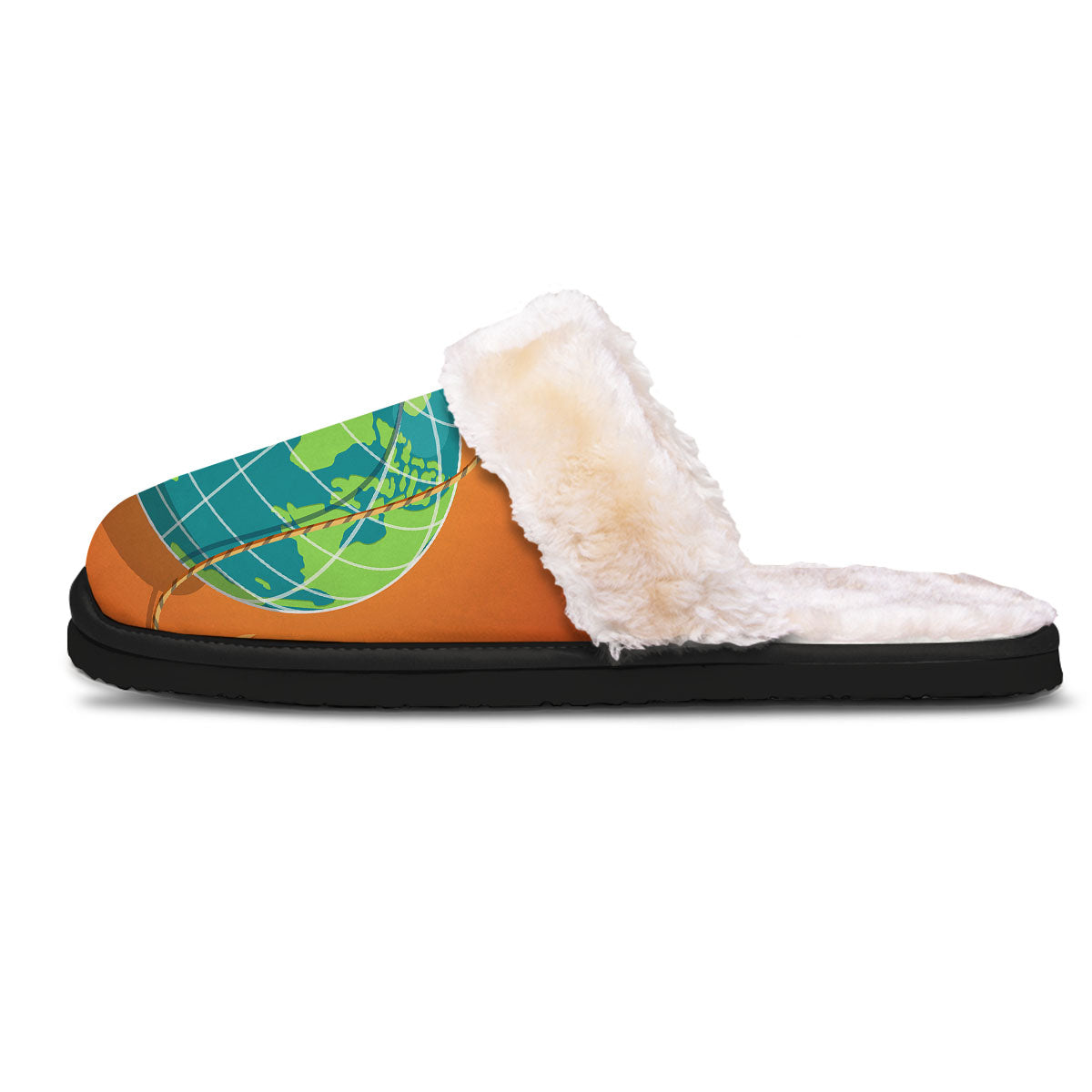 Planet Earth With Burning Fuse Orange Print Slippers-grizzshop