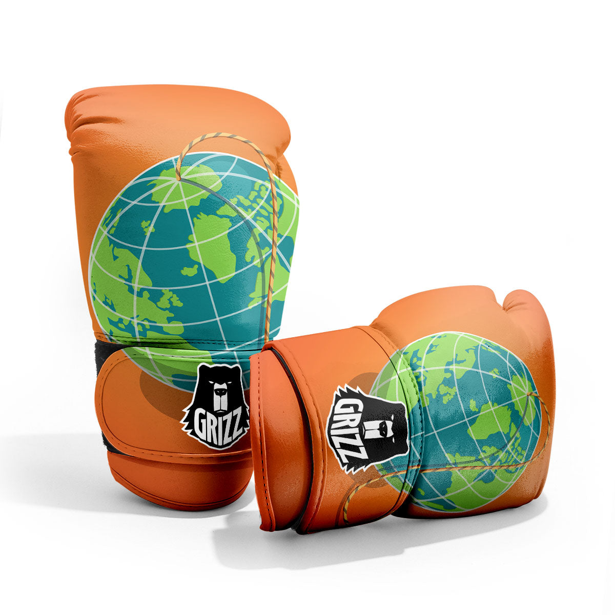 Planet Earth With Burning Fuse Orange Print Pro Boxing Glove
