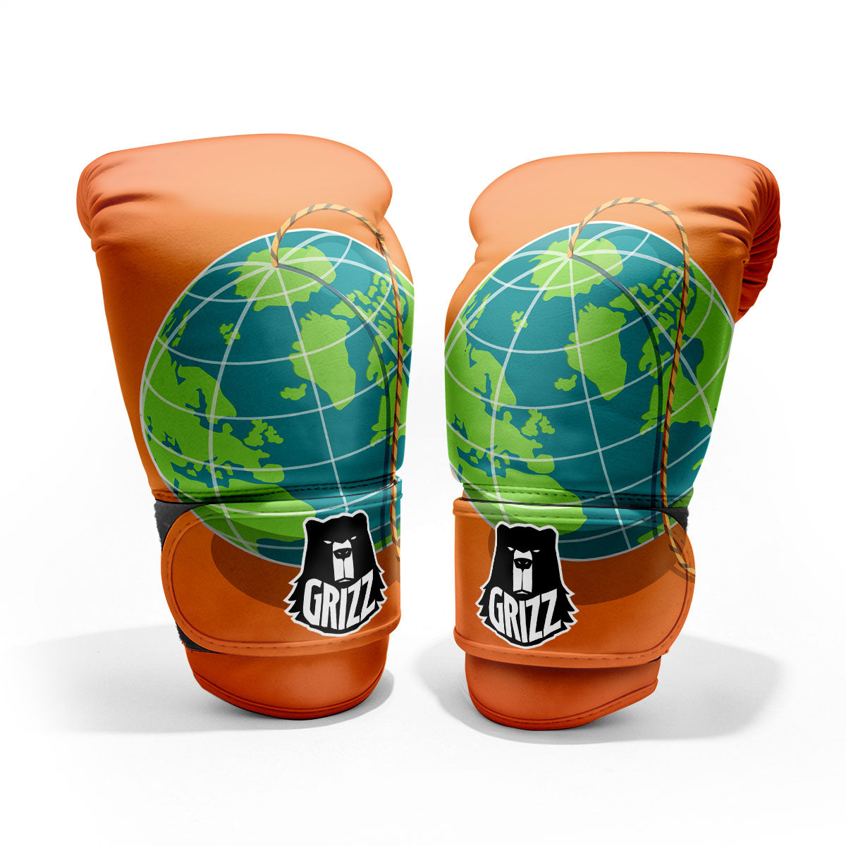 Planet Earth With Burning Fuse Orange Print Pro Boxing Glove