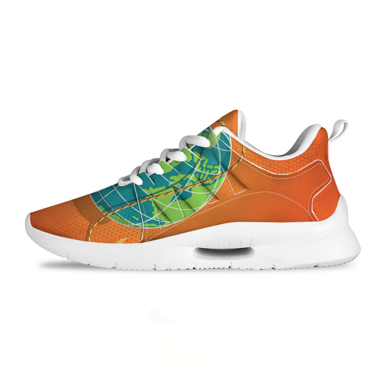Planet Earth With Burning Fuse Orange Print Tennis Shoes-grizzshop