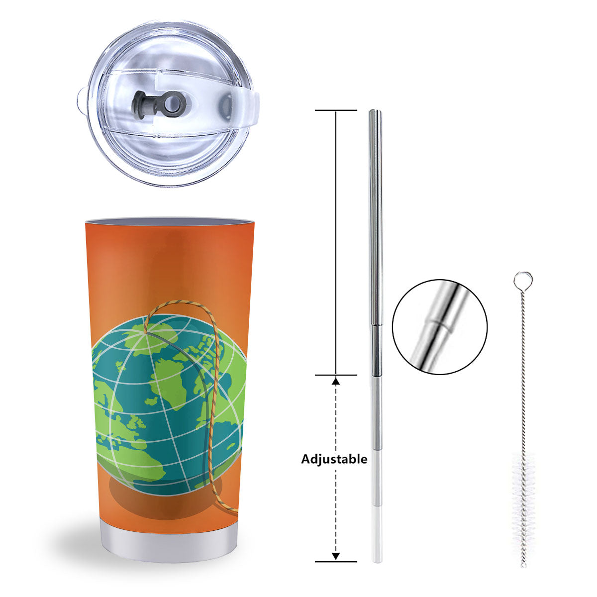 Planet Earth With Burning Fuse Orange Print Tumbler-grizzshop