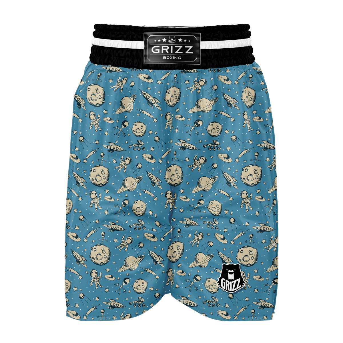 Planet Pattern Print Boxing Shorts-grizzshop
