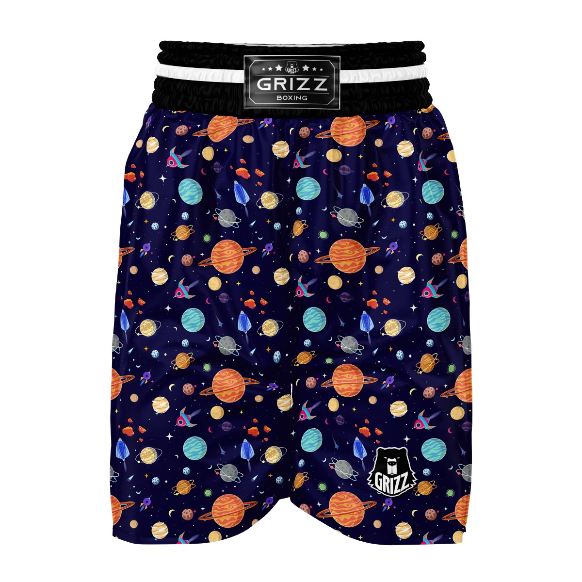 Planet Print Pattern Boxing Shorts-grizzshop