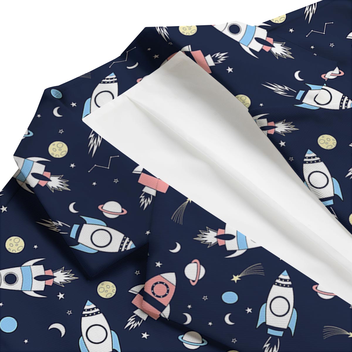 Planet Spaceship Pattern Print Men's Blazer-grizzshop