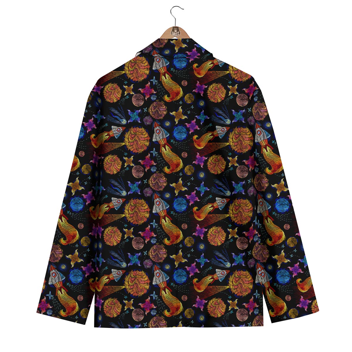 Planet Spaceship Print Pattern Men's Blazer-grizzshop