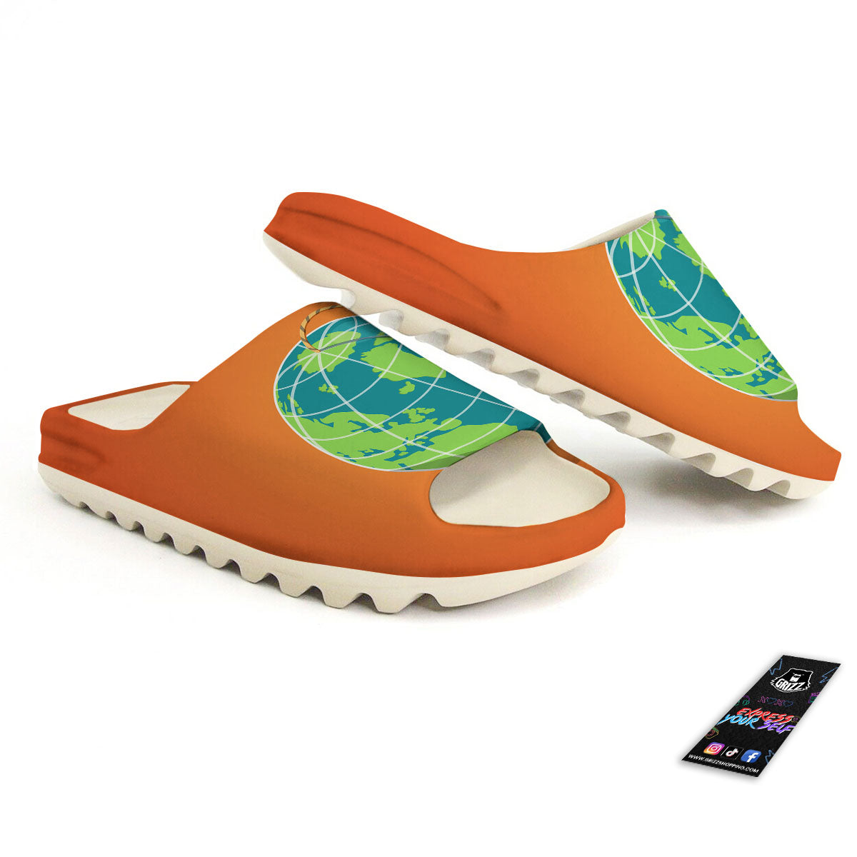 Planet Earth With Burning Fuse Orange Print Sandals-grizzshop