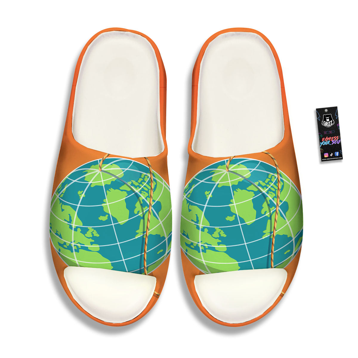 Planet Earth With Burning Fuse Orange Print Sandals-grizzshop