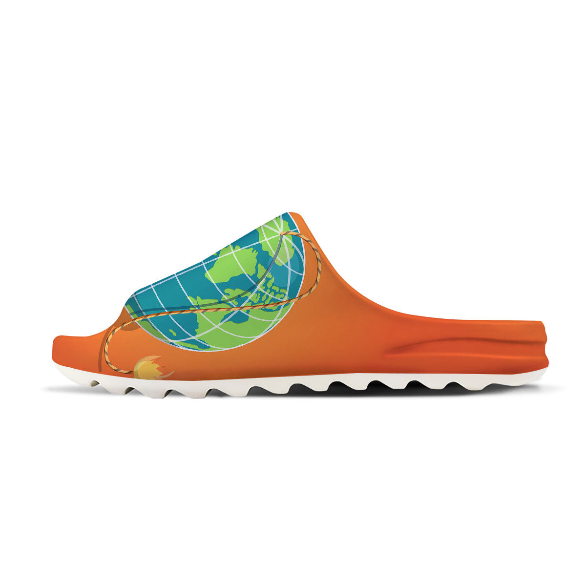 Planet Earth With Burning Fuse Orange Print Sandals-grizzshop