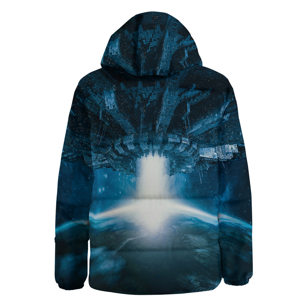 Planetary Invasion Print Down Jacket-grizzshop