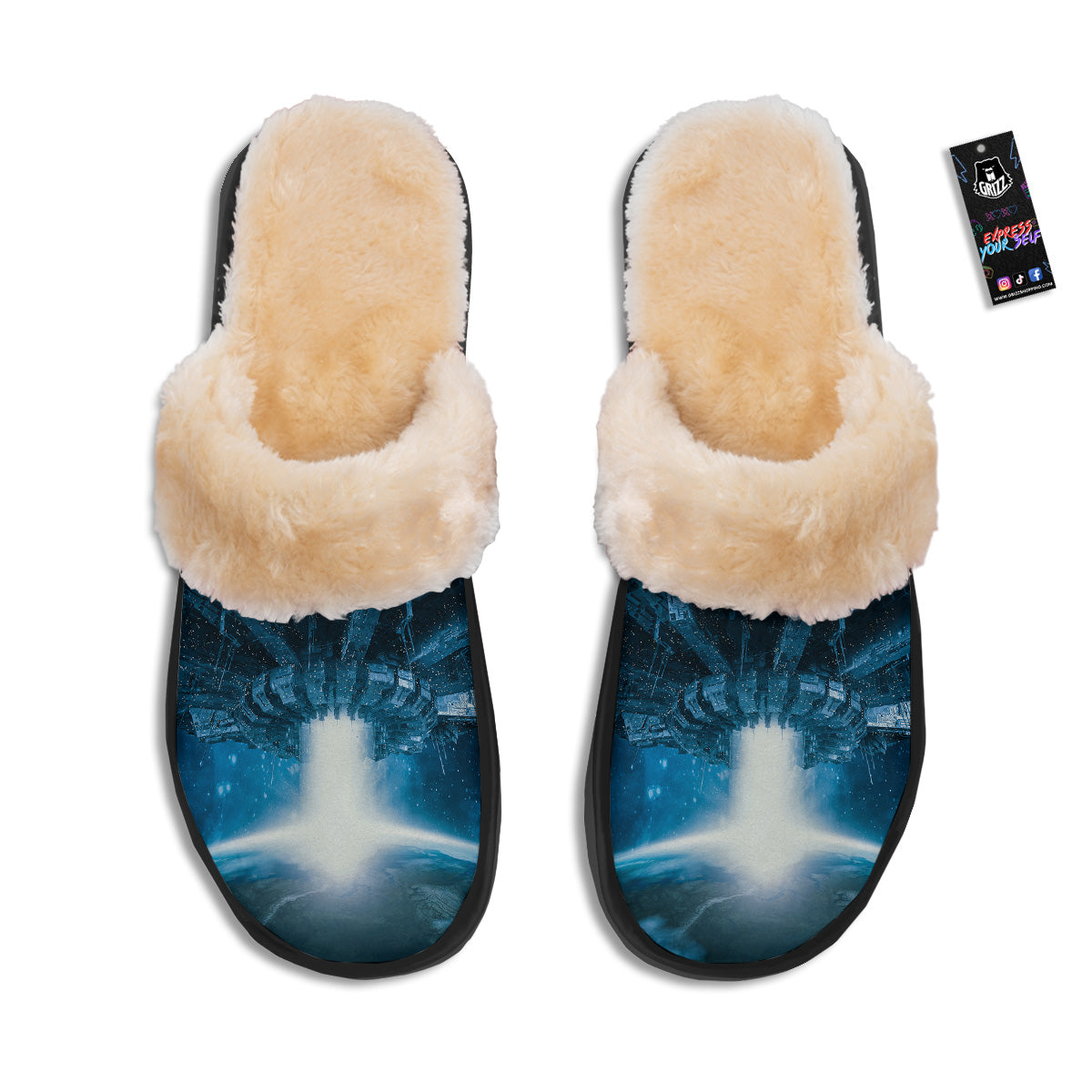 Planetary Invasion Print Slippers-grizzshop