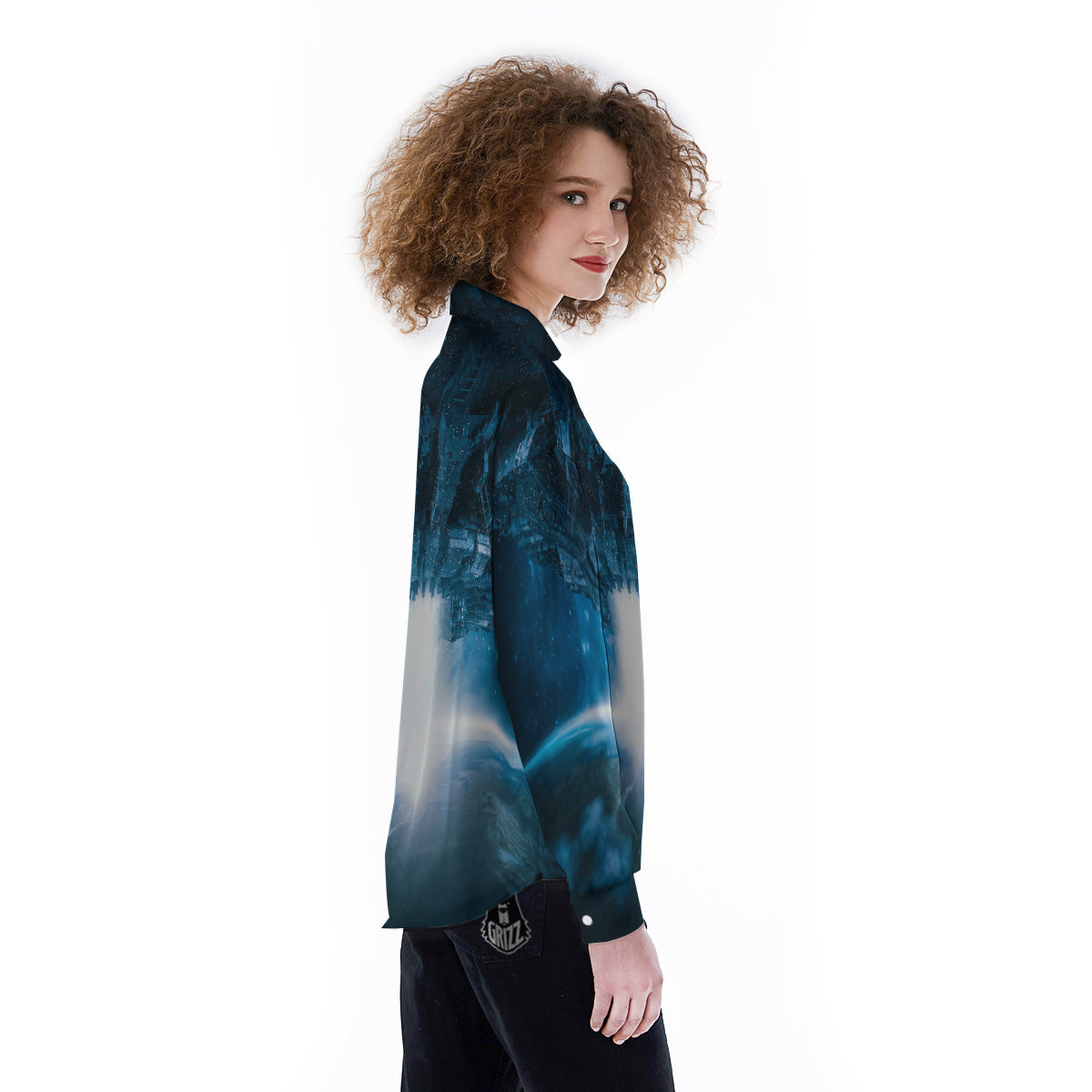 Planetary Invasion Print Women's Long Sleeve Shirts-grizzshop