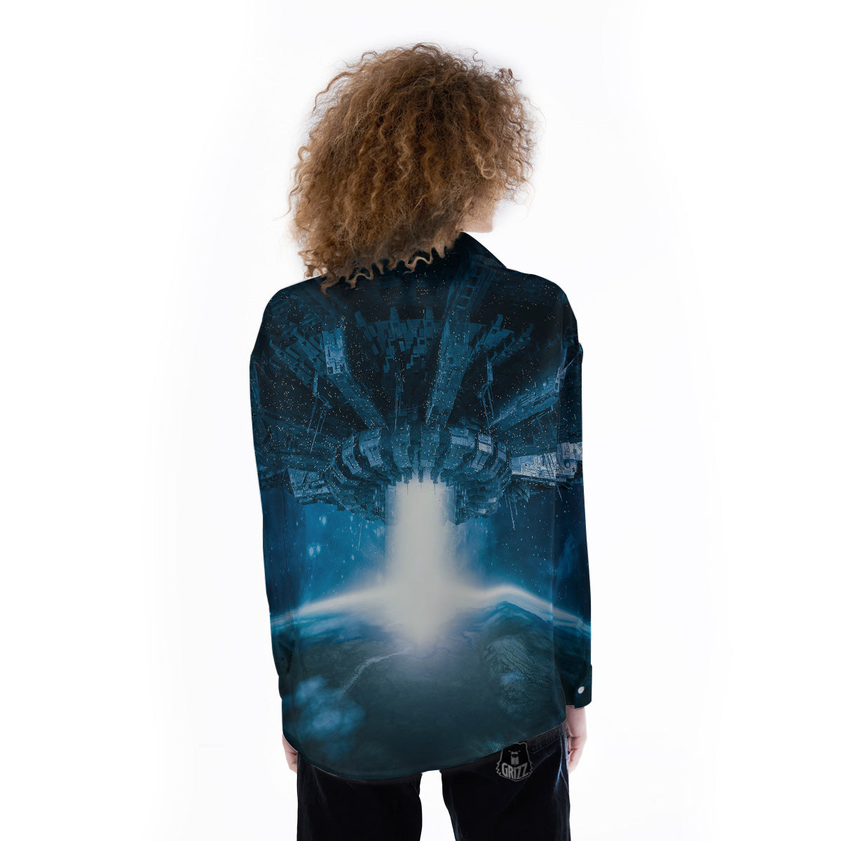 Planetary Invasion Print Women's Long Sleeve Shirts-grizzshop