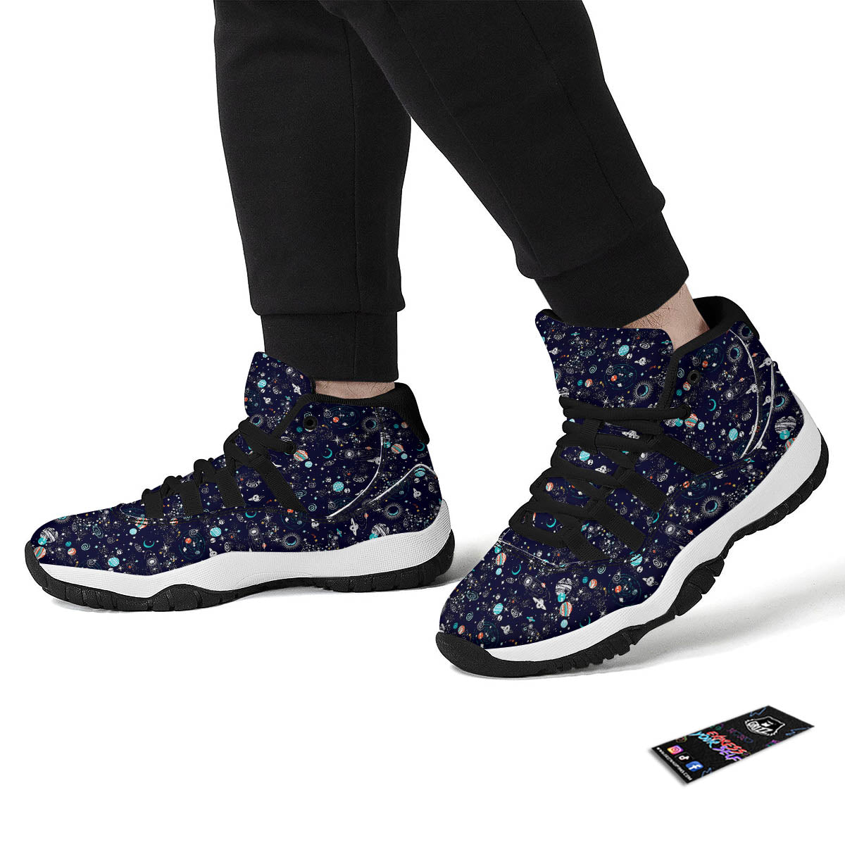 Planets And Constellations Print Pattern Black Bball Shoes-grizzshop