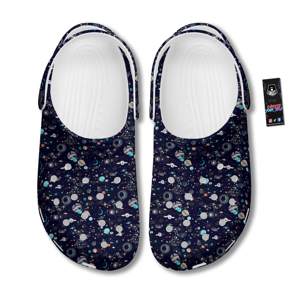 Planets And Constellations Print Pattern Clog-grizzshop