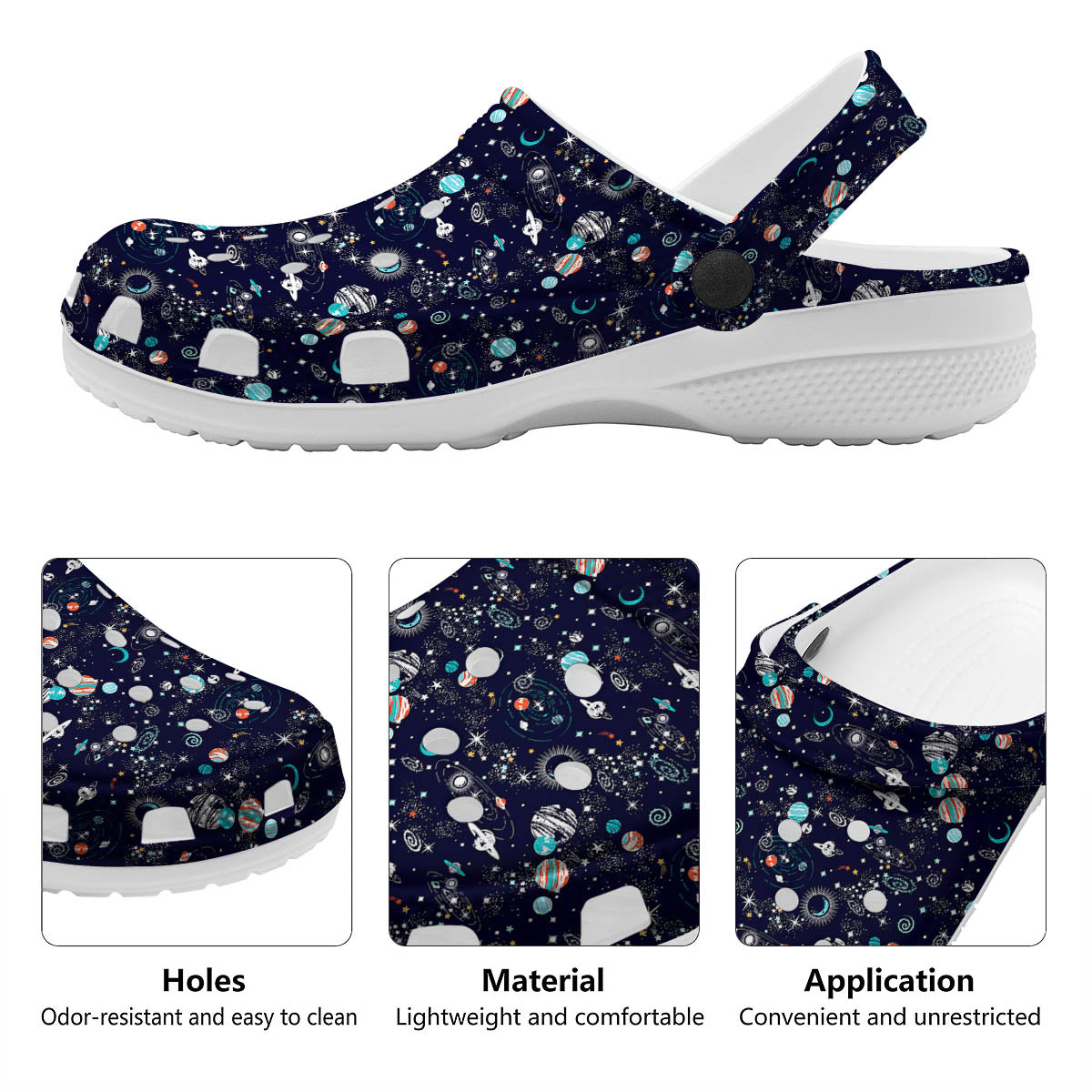 Planets And Constellations Print Pattern Clog-grizzshop