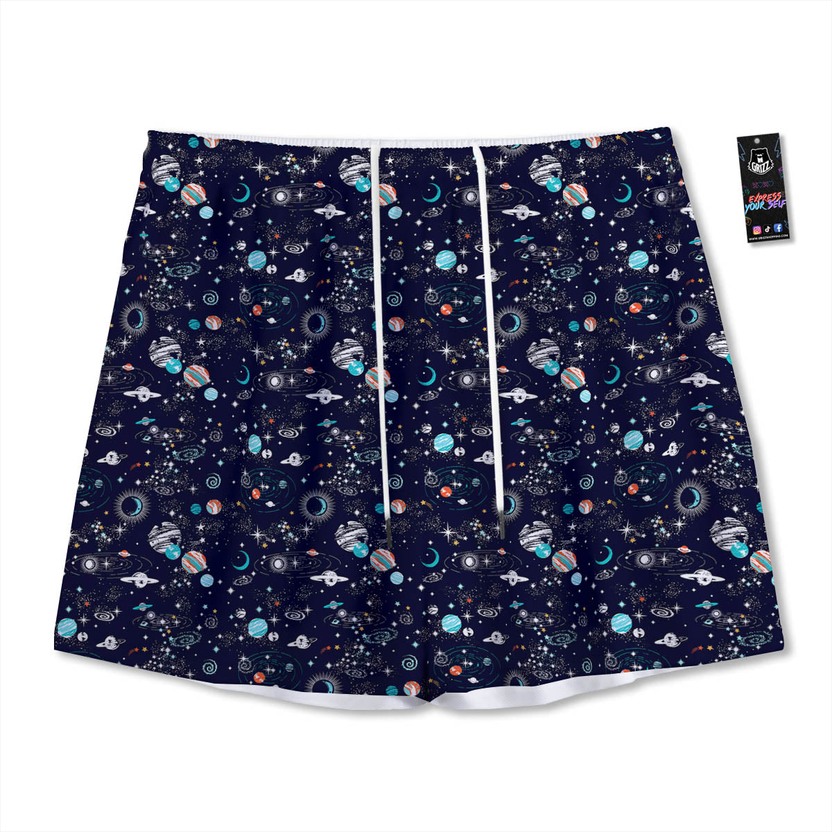 Planets And Constellations Print Pattern Mesh Shorts-grizzshop