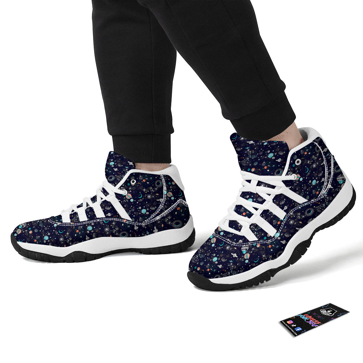 Planets And Constellations Print Pattern White Bball Shoes-grizzshop