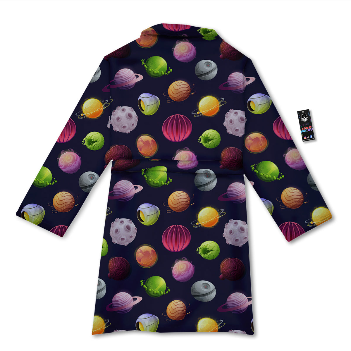 Planets And Stars Print Pattern Bathrobe-grizzshop