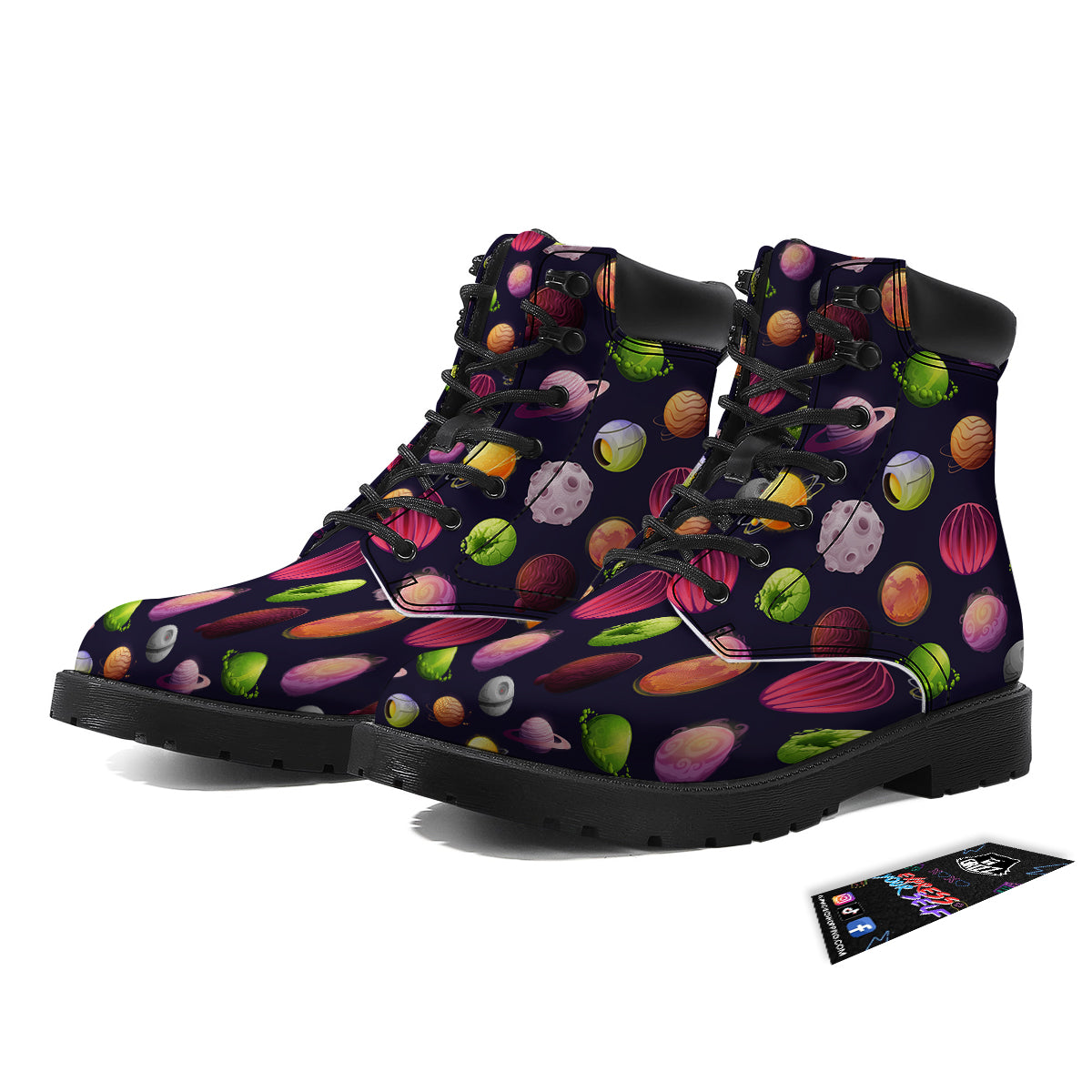 Planets And Stars Print Pattern Boots-grizzshop