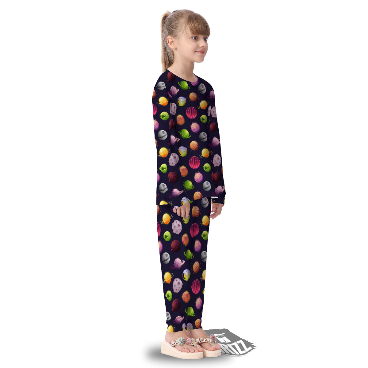 Planets And Stars Print Pattern Kid's Pajamas-grizzshop