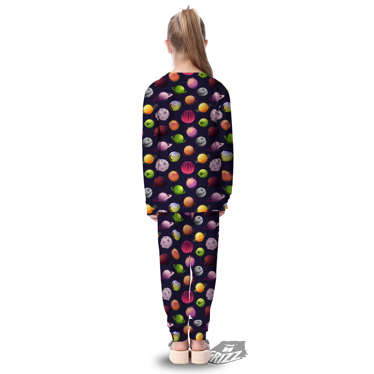 Planets And Stars Print Pattern Kid's Pajamas-grizzshop