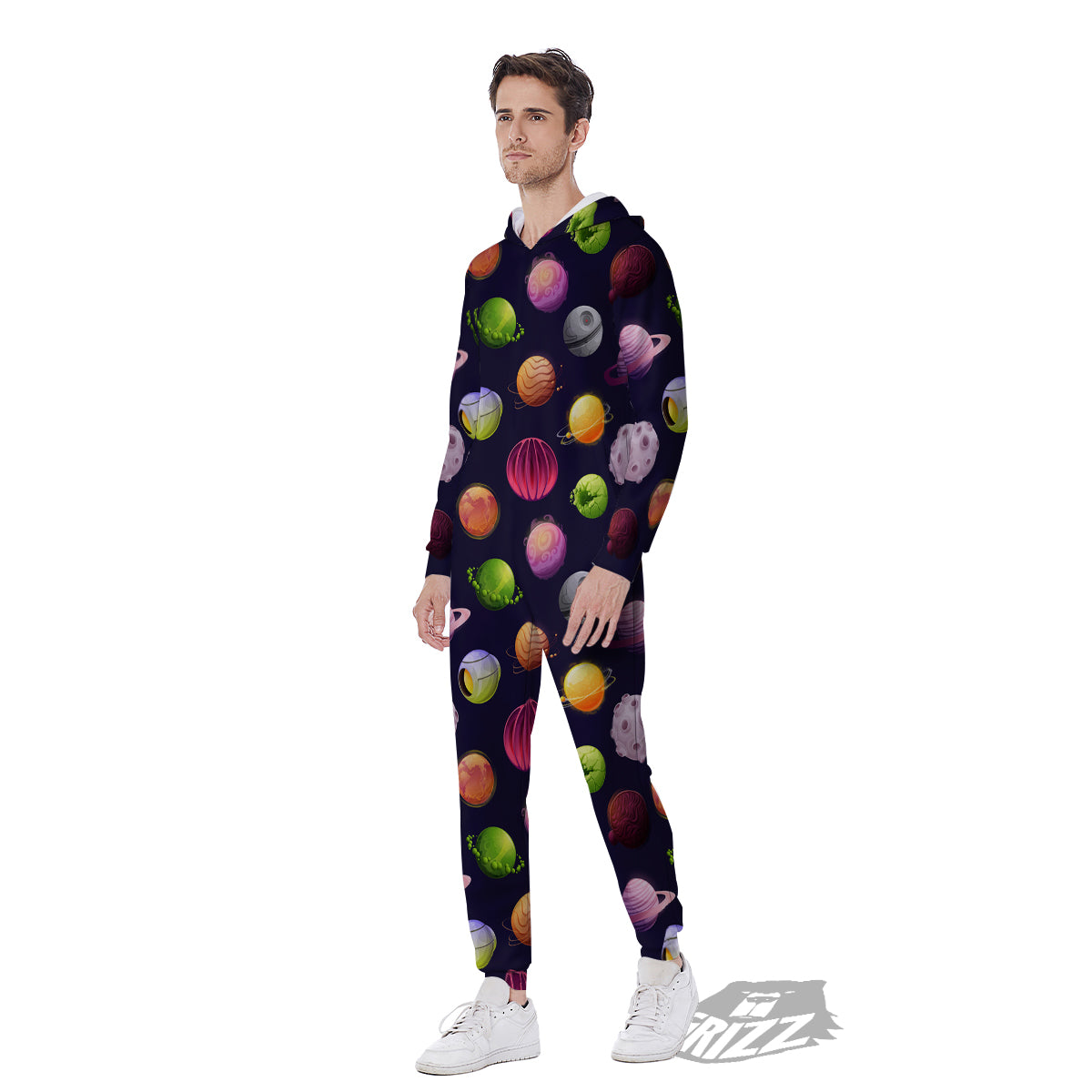 Planets And Stars Print Pattern Men's Jumpsuit-grizzshop