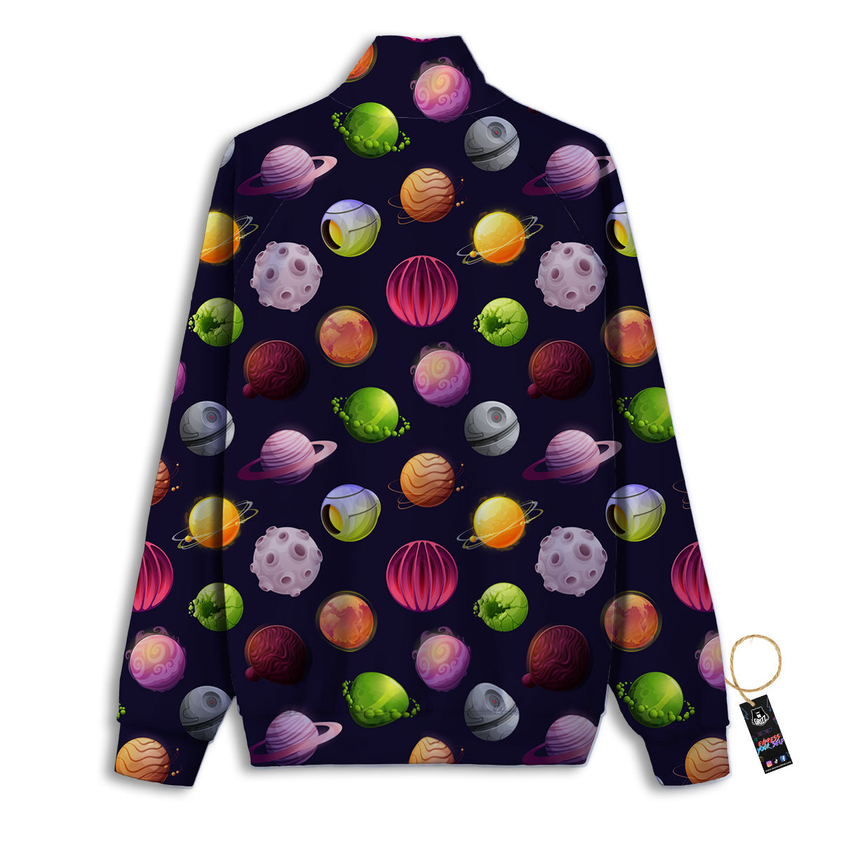 Planets And Stars Print Pattern Track Jacket-grizzshop
