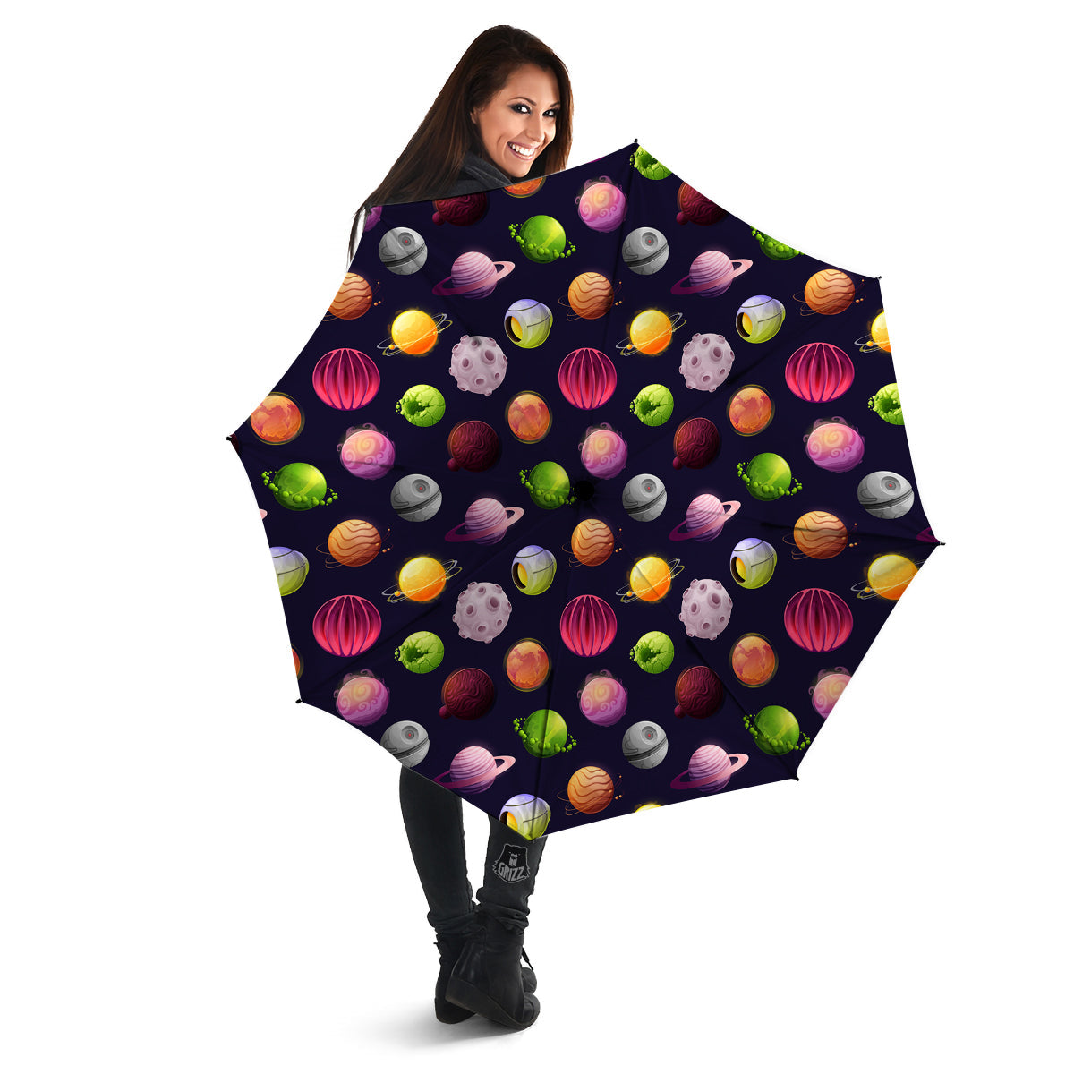 Planets And Stars Print Pattern Umbrella-grizzshop