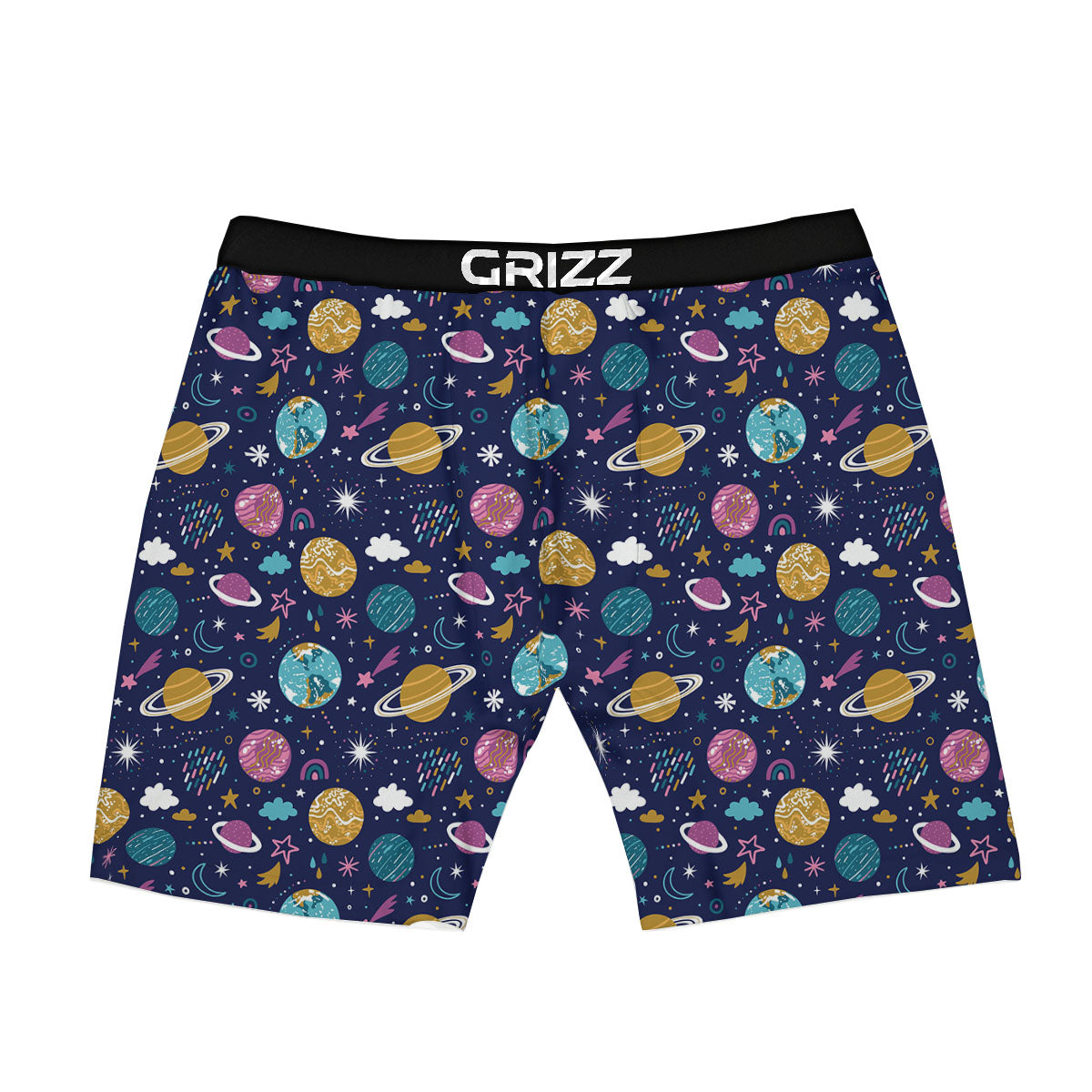 Planets Doodle Print Pattern Boxer Briefs-grizzshop